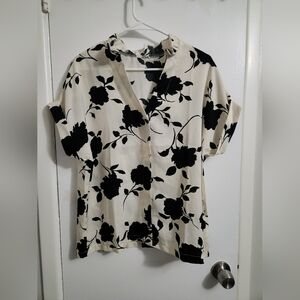 Floral Black and White Women's Top
